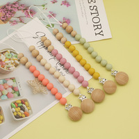 Ensemble anneau de dentition pour bébé pendentif en silicone perlé chaîne attache-sucette pour bébé garçon fille pince à tétine factice