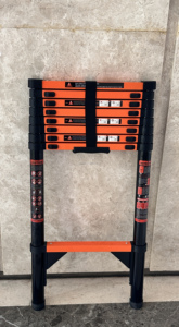 Space-saving Modern Steel Single <strong>Straight</strong> Telescopic Ladder with Triangle Stabilizer Portable Folding <strong>Design</strong> Easy <strong>Operation</strong> - Product Image 5