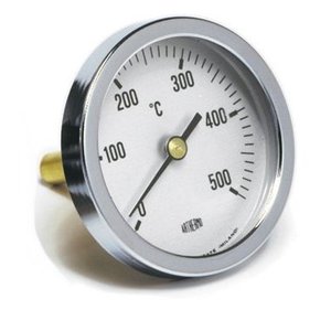 Termómetro Bimetálico Fig.569 40 mm cuerpo de zinc marco cromado, vástago de latón mm.20 d.9 conexión 1/4\", tuerca de bloqueo, temperatura - Product Image 1