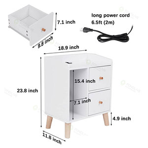 Square Bedroom Sets Luxury Hotel Solid Wood Nightstands <strong>Side</strong> <strong>Table</strong> Modern with Drawers - Product Image 4
