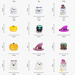 Statuette Assortite di Halloween in Resina: Fantasmi, Zucche, Cappelli da Strega che si Illuminano al Buio per Decorazioni Micro-Paesaggistiche - Product Image 2