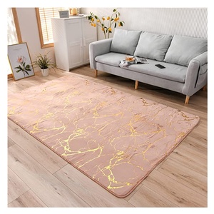 Alfombra Suave de Pelo Sintético de Conejo con Estampado de Lámina Dorada, Tapete Esponjoso para Cabecera, Alfombra <span class=keywords><strong>Rosa</strong></span> Dorada, Alfombra <span class=keywords><strong>Rosa</strong></span> Peluda para Sala de Estar - Product Image 1