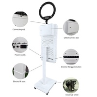 Photomaton à hauteur réglable à distance avec écran tactile LCD de 21,5 pouces et miroir, livré avec un flight case pour mariages et événements.