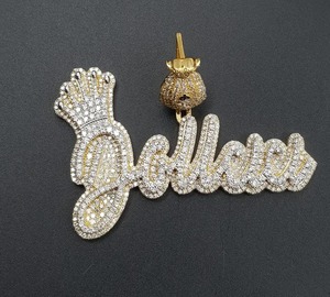 Colgante de Letra con Símbolo de Dólar Iced Out, Moissanita, Chapado en Plata de Ley, Escritura Personalizada, Joyería de Declaración Hip Hop, Unisex - Product Image 3