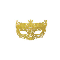 Masque de fête d'Halloween demi-visage avec poudre dorée, masque de carnaval en plastique creux en forme de boule de Noël, masque de bal masqué