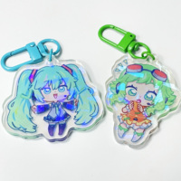 Porte-clés à double face créatif personnalisé Porte-clés à breloques en acrylique holographique clair époxy arc-en-ciel en verre étoilé