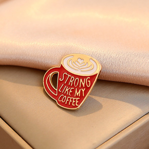 Broche en émail ludique et tendance, motif tasse à café, slogan, cœur, mousse, en métal, pour revers, idéale pour le quotidien - Product Image 3