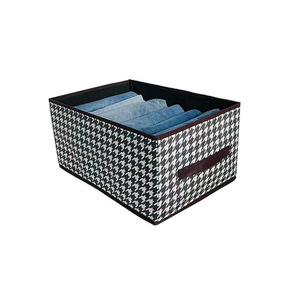 Houndstooth <b>Storage</b> Box Rectangle Foldable Lidless <b>Stackable</b> Clothes Organizer Large Capacity Wardrobe <b>Drawer</b> Style - Product Image 1