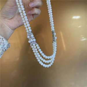 Collar con colgante de perlas de Zirconia cúbica brillante elegante HIBRIDE para mujer, a la moda joyería personalizada, accesorios nupciales para boda - Product Image 4