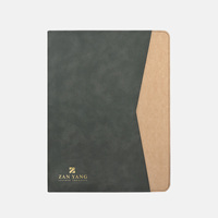 Carpeta Organizadora de Cuero con Cierre de Cremallera Verde Morandi de Cuatro Anillas para Documentos de Viaje