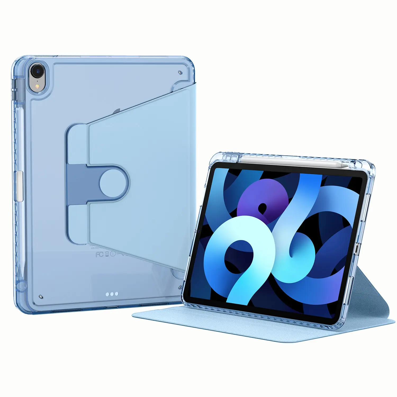 Cho iPad air4/5 10.9 trường hợp bảo vệ 360 độ xoay trong suốt Acrylic trường hợp được xây dựng trong bút khe cắm chống thả Bìa