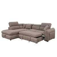 Canapé-lit pliant rectangulaire trois places de conception européenne OEM avec rangement, housse en tissu, porte-gobelet et chargeur sans fil pour salon