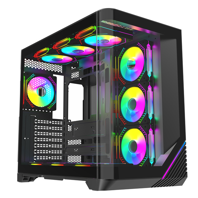 Side Glass White Pc Casing Cpu Cabinet Atx Mid Towers Desktop with Lcd  Rugged Cooling Gaming Computer case