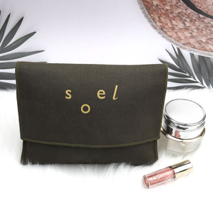 Eco Friendly Organic Custom Logo Printed Cotton Twill <b>Envelop</b> Bag Green Small Size for Cosmetic Shopping Gift Cloth Dust Pouch - Product Image 3