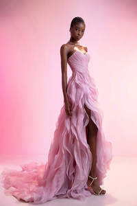 Abiti da Sera Eleganti Ruolai LWC7015 da <span class=keywords><strong>Donna</strong></span>, Rosa, con Perline <span class=keywords><strong>Fata</strong></span>, Chiffon, Sexy, Spacchi Alti e Volant, per Feste - Product Image 3