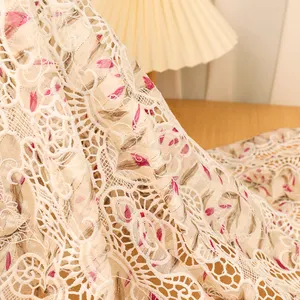 New Design Luxury French Flower Laser Lace Fabric Wholesale Custom Textiles Embroidery Swiss Lace Fabric For Women Wedding Dress