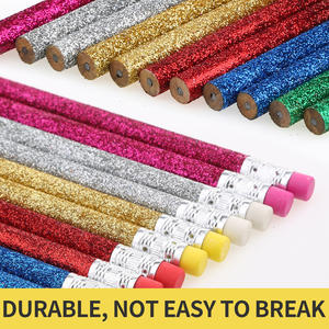 Crayon à paillettes HB <span class=keywords><strong>Daubigny</strong></span> en bois de peuplier coloré pour enfants, crayons standard, ensemble de crayons de bureau et d'école, logo OEM, écriture noire, rond - Product Image 2