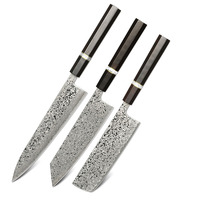 Ensemble de couteaux de chef traditionnels Vg 10, ensemble de couteaux japonais Nakiri, ensemble de couteaux Damas 3 pièces avec manche octogonal