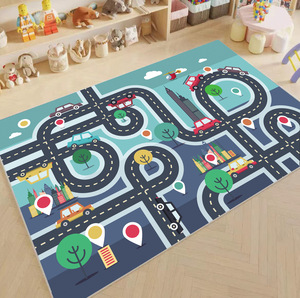 Enfants parking trafic jouer garçon voiture dessin animé route piste tapis allée tapis de sol - Product Image 4