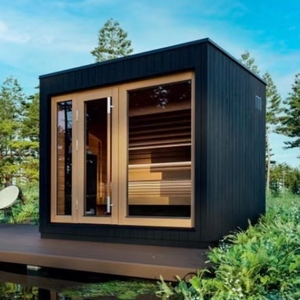 Sauna à vapeur carré extérieur en bois de cèdre rouge massif, le plus vendu, avec panneau de commande numérique - Product Image 6