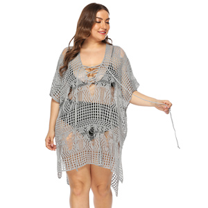 Factory Wholesale Plus Size <strong>Swimwear</strong> Cover up Hollow Out <strong>See</strong> <strong>Through</strong> Beach Bathing Suit Cover up - Product Image 3