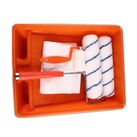 Kit d'outils de peinture et de décoration Sanfine pour la maison avec bac à peinture en plastique, pinceau et rouleau anti-peluches pour la décoration murale