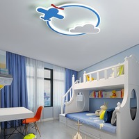 Plafonnier à spectre complet avec télécommande, design moderne en forme d'avion de dessin animé, protection oculaire, base en fer LED