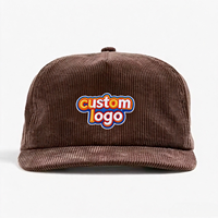 Topi Snapback Corduroy Custom Dua Warna Blok Warna Tanpa Struktur Pinggiran Datar Bordir Logo 3D Topi Baseball Vintage Cord