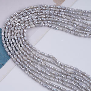 Promotion pour perles d'eau douce naturelles grises claires double face de 4-5 mm pour collier DIY, bracelet, perle baroque dispersée - Product Image 2