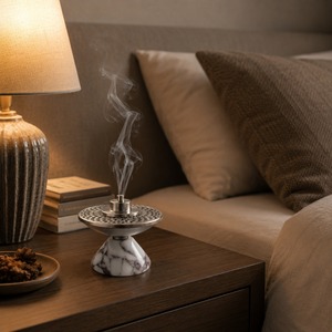 Brûleur d'encens en marbre écologique le plus vendu pour bâtonnets et cônes d'encens aromatiques, style indien, pour usage domestique, emballé en carton - Product Image 6