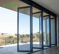 Porte pliante extérieure robuste en aluminium avec verre anti-ouragan, résistante aux intempéries, avec serrure de sécurité, pour bâtiments côtiers de grande hauteur