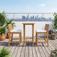 Ensemble table et chaises de salle à manger d'extérieur Sigma en teck massif non pliable, tabourets de bar pour jardin, restaurant, hôtel et villa
