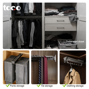 Nouveau style, porte-pantalon latéral en métal de haute qualité, fermeture douce, rangement coulissant simple rangée pour armoire, <span class=keywords><strong>accessoire</strong></span> de penderie - Product Image 6
