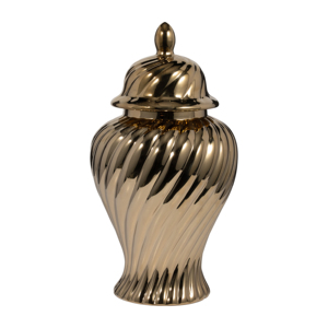 Vaso Scultoreo in Ceramica con Coperchio per Arredamento Casa, Soggiorno, Camera da Letto, Esposizione su Tavolo - Product Image 3