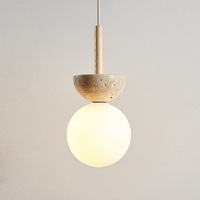 2025 Wabi Sabi petit travertin pendentif lumière pierre décor pour salle à manger île Table Restaurant Bar-lustre suspension lampe