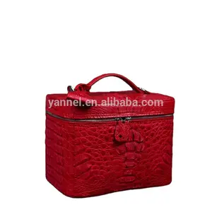 Bolsa de couro feminina vintage com caixa de corpo cruzado de crocodilo, bolsa de cosméticos para mulheres, bolsa de grife de marca da moda