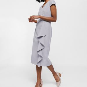 ชุดเดรสใส่ไปทำงานของผู้หญิงชุดเดรสมิดิแต่งระบายสง่างาม - Product Image 2