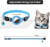 Nouveau Collier Réfléchissant Ajustable pour Chat avec Étui AirTag et Clochette – Support AirTag pour Collier de Chat – Accessoires pour Animaux de Compagnie 2024