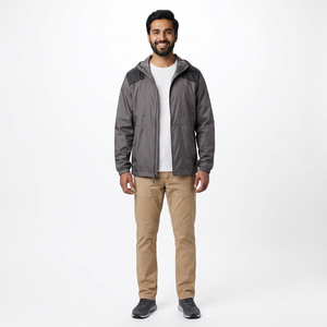 Veste coupe-vent imperméable en toile pour homme, col montant, avec capuche, collection automne 2026, coupe régulière, par le fabricant Front - Product Image 1