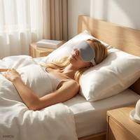 Masque de sommeil double face chaud et froid, en maille respirante et tissu satiné, masque oculaire occultant, logo personnalisé, coffret cadeau de luxe pour le voyage et la détente