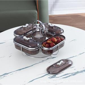 Nordic Style Dried Fruit <b>Plate</b> Plastic Divided Snack Tray With Lid Rectangle 2-3 Compartments For Home Commercial Use - Product Image 4