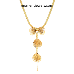 Colgante de hoja de ginkgo con borla dorada, cadena de serpiente de acero inoxidable, chapado en PVD, joyería elegante, regalo para mujer, para boda, uso diario. - Product Image 3