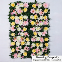 Panneau mural de fleurs artificielles roses et blanches, roses, pivoines, hortensias, toile de fond de fleurs artificielles pour mariage, fête, salon, décoration de fenêtre