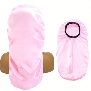 Bande élastique large personnalisée en satin pour dreadlocks longs et bonnet avec attaches extensibles pour tresses, grand bonnet de nuit pour le soin des cheveux - Product Image 2