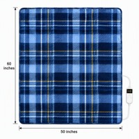 Plaid chauffant électrique 50*60 pouces, double couche en flanelle, réversible, 9 niveaux de chaleur, arrêt automatique 1-12h, lavable en machine