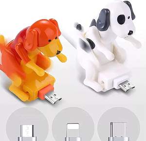 Funny Creative Cute Humping Moving Spotty Dog Toy Smartphone Cable <span class=keywords><strong>Cargador</strong></span> rápido Datos para Smartphone - Product Image 1