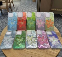 Coque de Téléphone Antichoc et Résistante à la Saleté pour iPhone 17 16 15 Plus 14 Pro 13, Design Papillon Fleur Diamant Scintillant Découpé au Laser