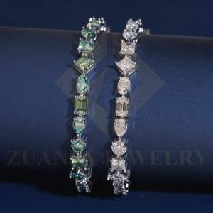 Cadena de Tenis de Moissanita con Diseño Nuevo y Elegante, Chapada en Oro de 18K, Cadena de Tenis de Moissanita de Plata de Ley 925 - Product Image 1