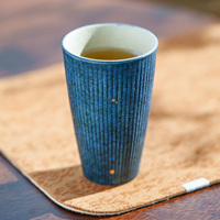 Tasse à thé artisanale en céramique gris-bleu et rouge silex, style chinois, pour maître de la théière, tasse individuelle pratique pour la maison et le bureau