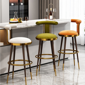 Odern-Sillas de lujo para hotel, taburete alto con soporte para exteriores, silla de Bar de terciopelo de tela para el hogar - Product Image 1